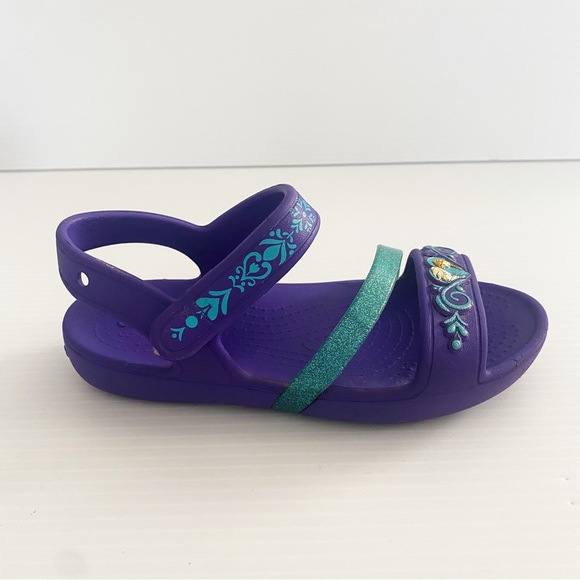 Crocs Girls Disney Frozen Sandals Shoes Purple Childrens Size 12 Elsa Anna Kids - Picture 5 of 16